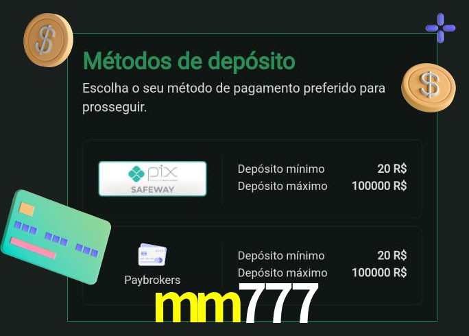 O cassino mm777 oferece uma grande variedade de métodos de pagamento